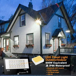 TAPTORON LED Buitenspot RGB 80W Bluetooth IP66 Tuin Huis Party — miniatuur 2