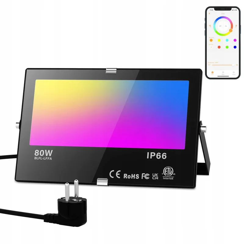 TAPTORON LED Buitenspot RGB 80W Bluetooth IP66 Tuin Huis Party — foto 1