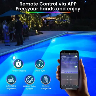 LYLMLE 20W LED Zwembadverlichting 12V Kleurwisseling IP68 App — miniatuur 6