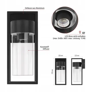 EMOS TILLIA Buitenwandlamp E27 Tuin en Huis Waterdicht — miniatuur 6
