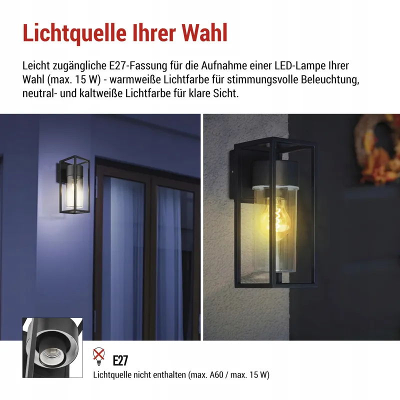 EMOS TILLIA Buitenwandlamp E27 Tuin en Huis Waterdicht — foto 3