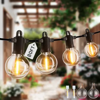 ZOTOYI LED Lichtketting 80FT IP65 Waterdicht 32 Lampen Warmwit — miniatuur 1
