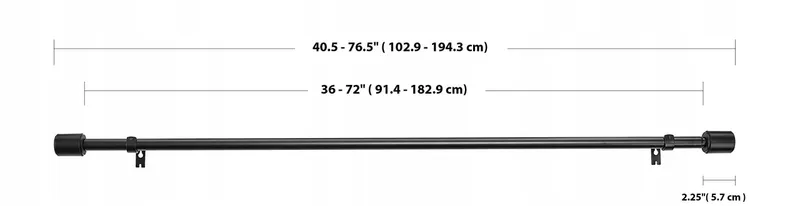AMAZON BASICS Uitschuifbare Gordijnroede 19mm 91-183cm Zwart — foto 2