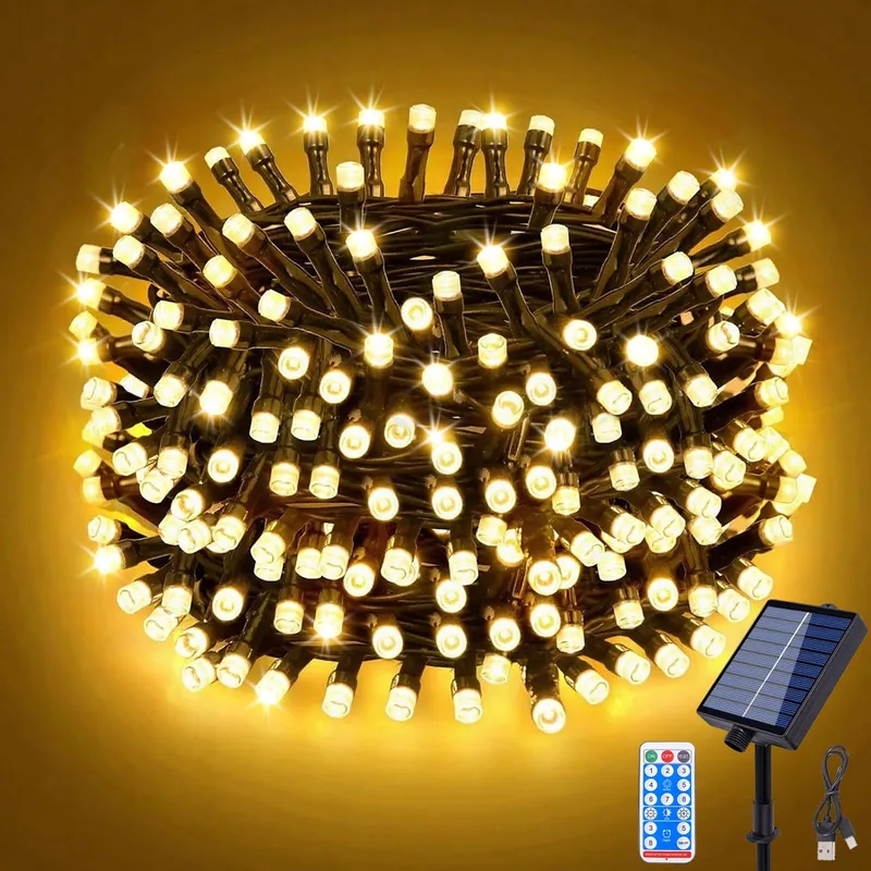 ZCLIKEU Solar Lichtsnoer 30m 300 LED Warm Wit 8 Modi Waterdicht — foto 1
