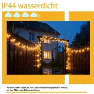 ZCLIKEU Solar Lichtsnoer 30m 300 LED Warm Wit 8 Modi Waterdicht — miniatuur 5