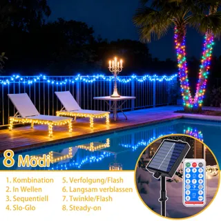 ZCLIKEU Solar Lichtsnoer 30m 300 LED Warm Wit 8 Modi Waterdicht — miniatuur 3