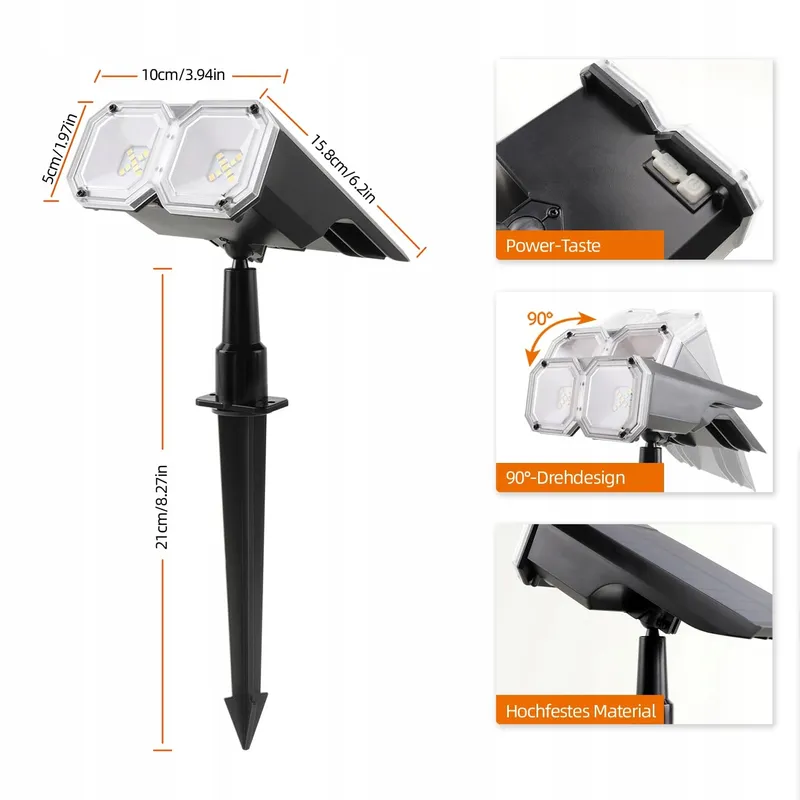 DA LIGHT Solar Tuinlamp LED Buiten Dimbaar IP65 Waterdicht — foto 2