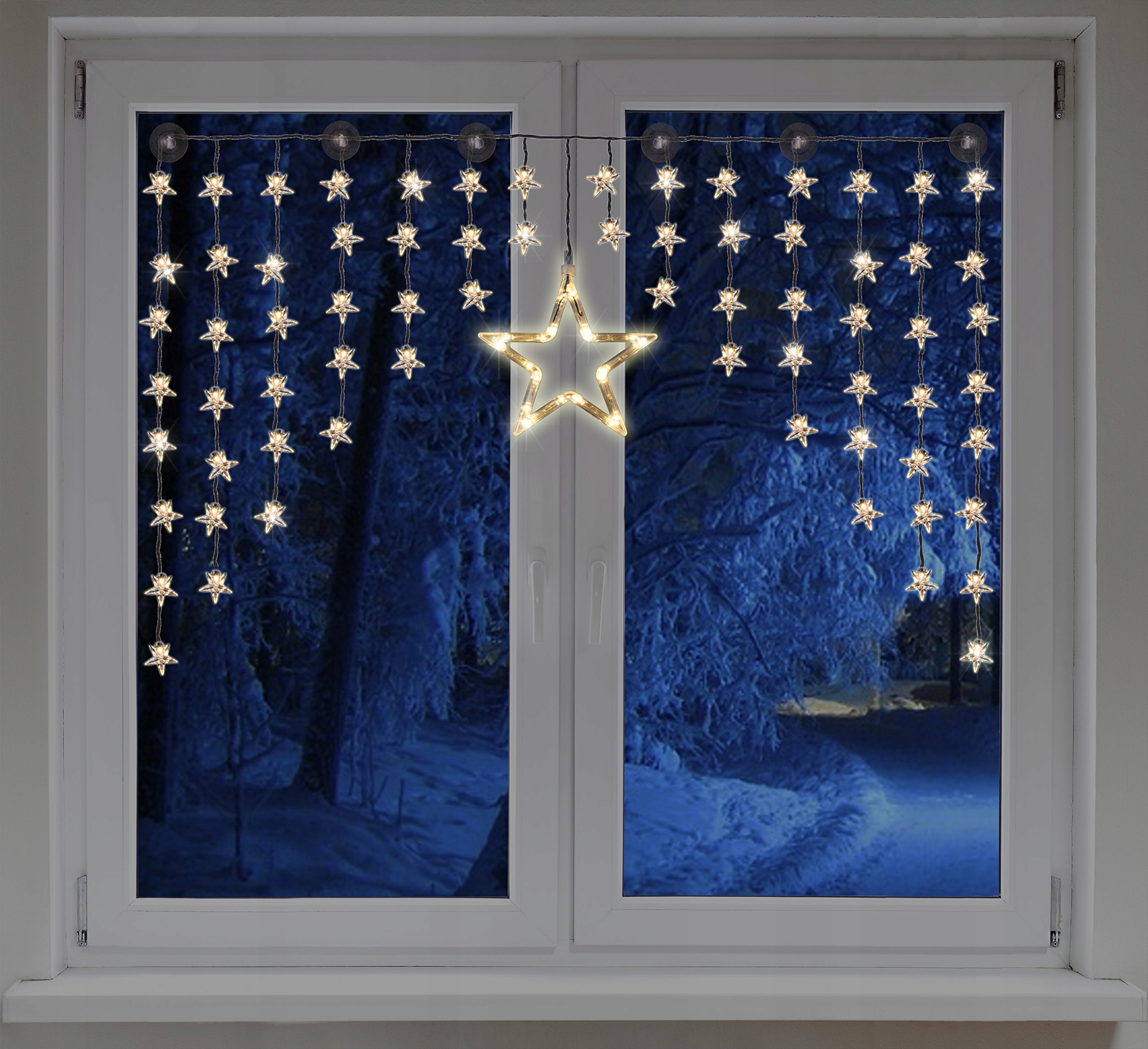 MOJAWO Lichtgordijn Sterren 90 LED Warm Wit Raamdecoratie