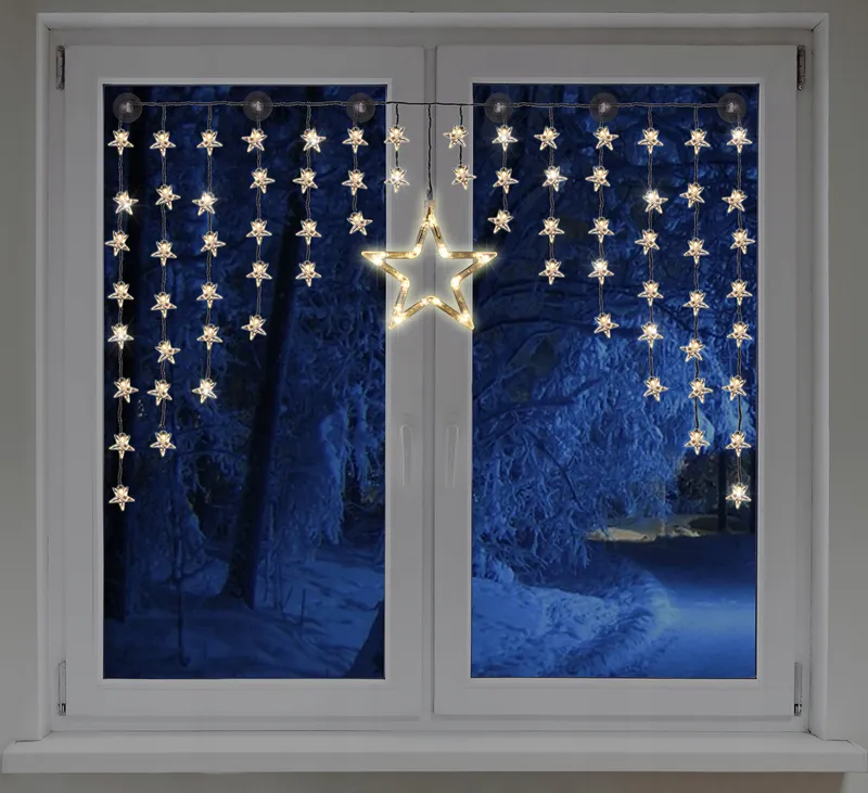 MOJAWO Lichtgordijn Sterren 90 LED Warm Wit Raamdecoratie — foto 1