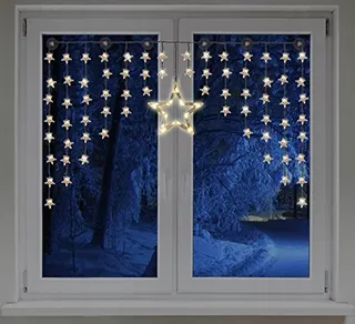 MOJAWO Lichtgordijn Sterren 90 LED Warm Wit Raamdecoratie — miniatuur 2