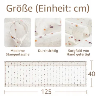 Bistro Gordijn Boho Stippen 40x125cm Beige — miniatuur 6