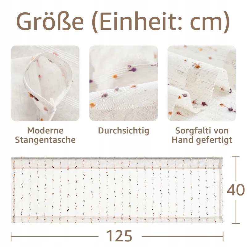 Bistro Gordijn Boho Stippen 40x125cm Beige — foto 6