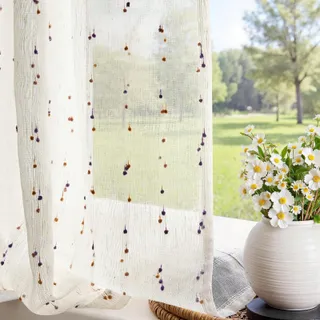 Bistro Gordijn Boho Stippen 40x125cm Beige — miniatuur 2