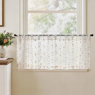 Bistro Gordijn Boho Stippen 40x125cm Beige — miniatuur 1