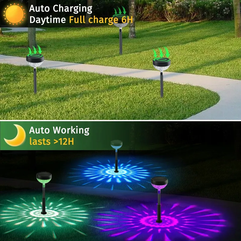 SONPEN Solarlampen Buiten LED Tuin RGB IP65 8 Stuks 1200mAh — foto 8
