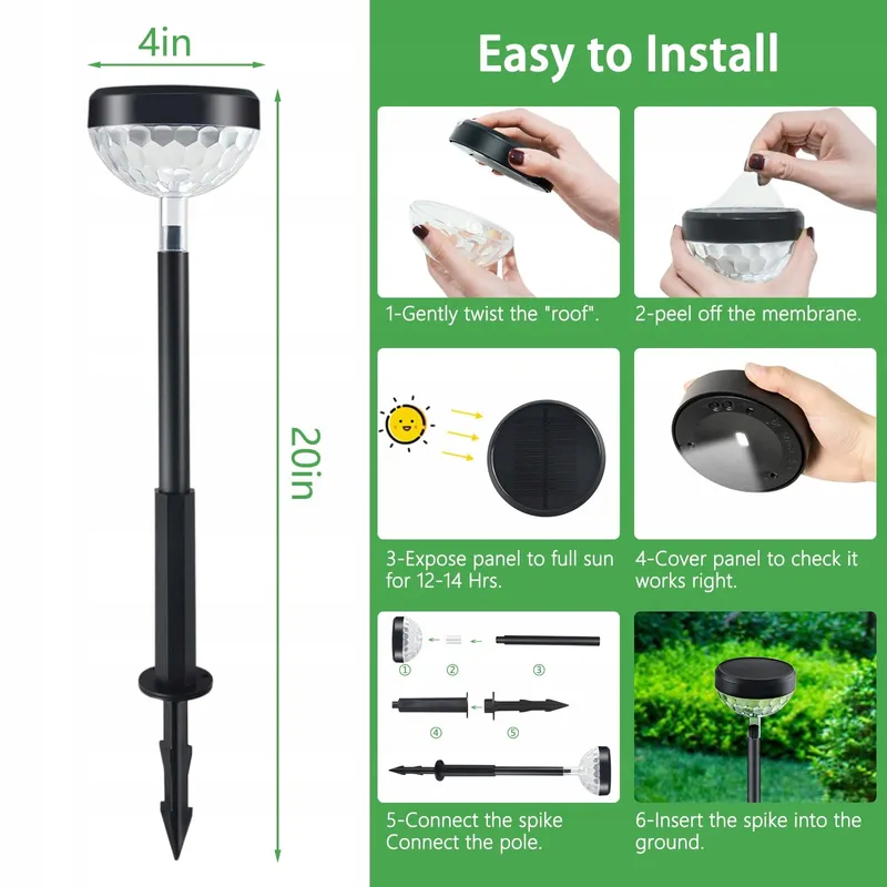SONPEN Solarlampen Buiten LED Tuin RGB IP65 8 Stuks 1200mAh — foto 2