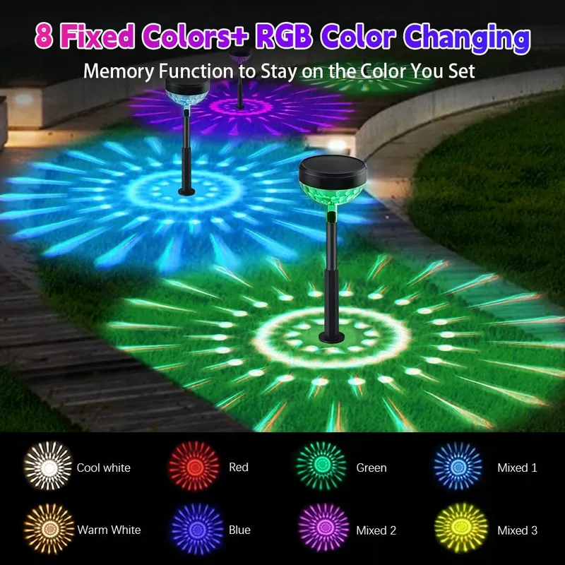 SONPEN Solarlampen Buiten LED Tuin RGB IP65 8 Stuks 1200mAh — foto 4