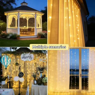 COZYMEOW Lichtgordijn 3x3m 300 LED Waterdicht Balkon Tuin — miniatuur 2