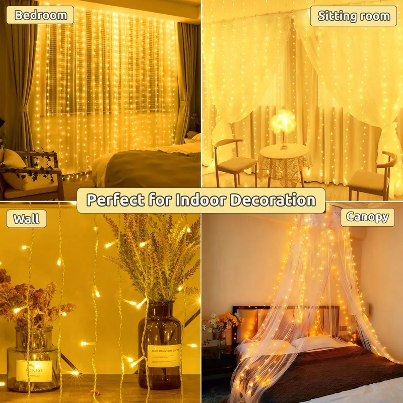 COZYMEOW Lichtgordijn 3x3m 300 LED Waterdicht Balkon Tuin — foto 5