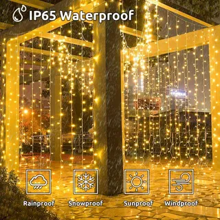 COZYMEOW Lichtgordijn 3x3m 300 LED Waterdicht Balkon Tuin — miniatuur 6