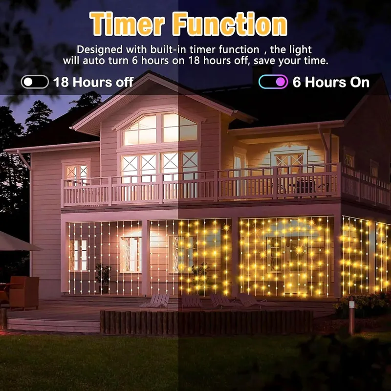 COZYMEOW Lichtgordijn 3x3m 300 LED Waterdicht Balkon Tuin — foto 8