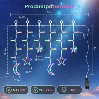 AIGOSTAR Lichtgordijn RGB Afstandsbediening 8 Modi Waterdicht — miniatuur 2