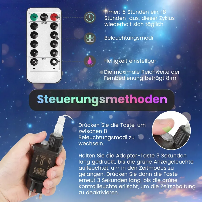 AIGOSTAR Lichtgordijn RGB Afstandsbediening 8 Modi Waterdicht — foto 5