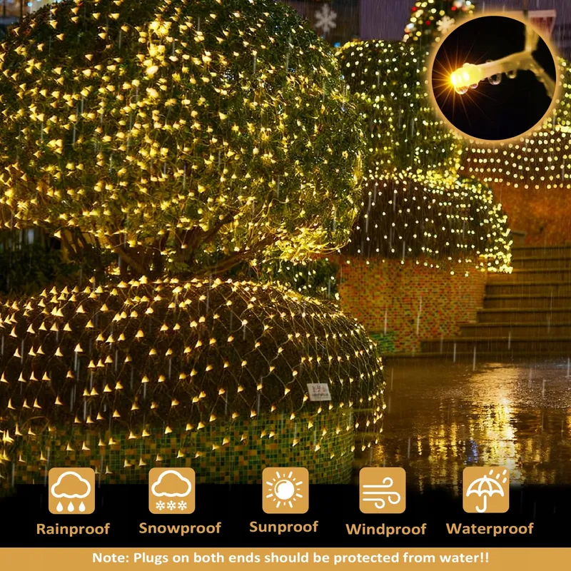 DANKELED LED Lichtnet 2x3M Kerstverlichting Warm Wit Waterdicht — foto 5