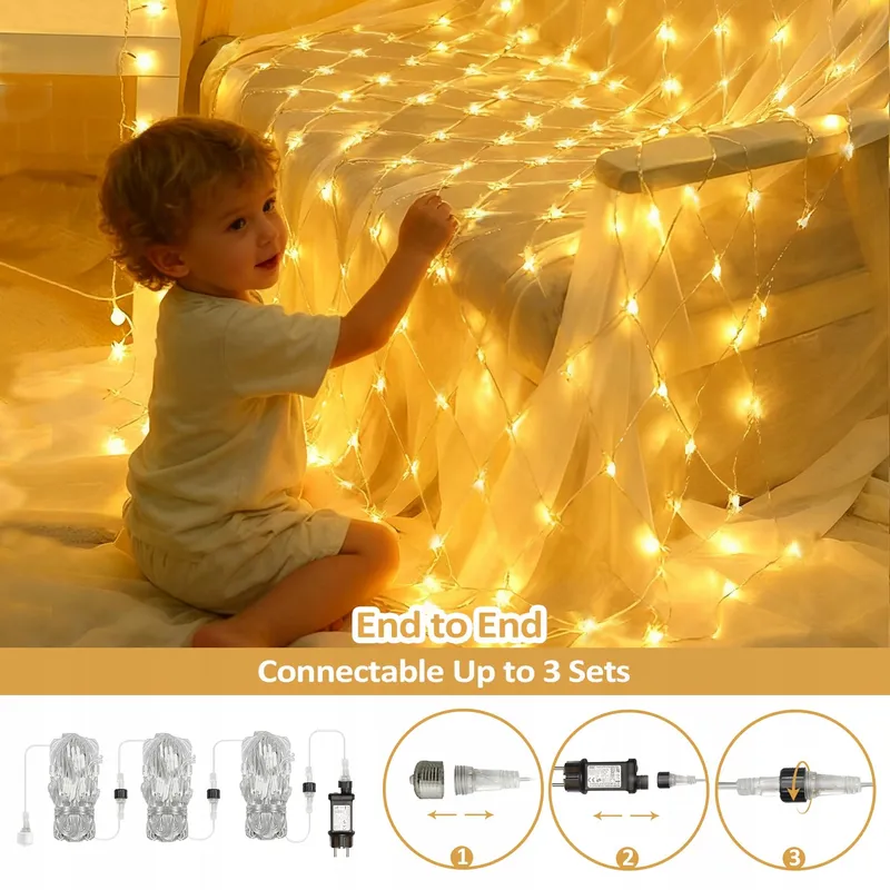 DANKELED LED Lichtnet 2x3M Kerstverlichting Warm Wit Waterdicht — foto 6