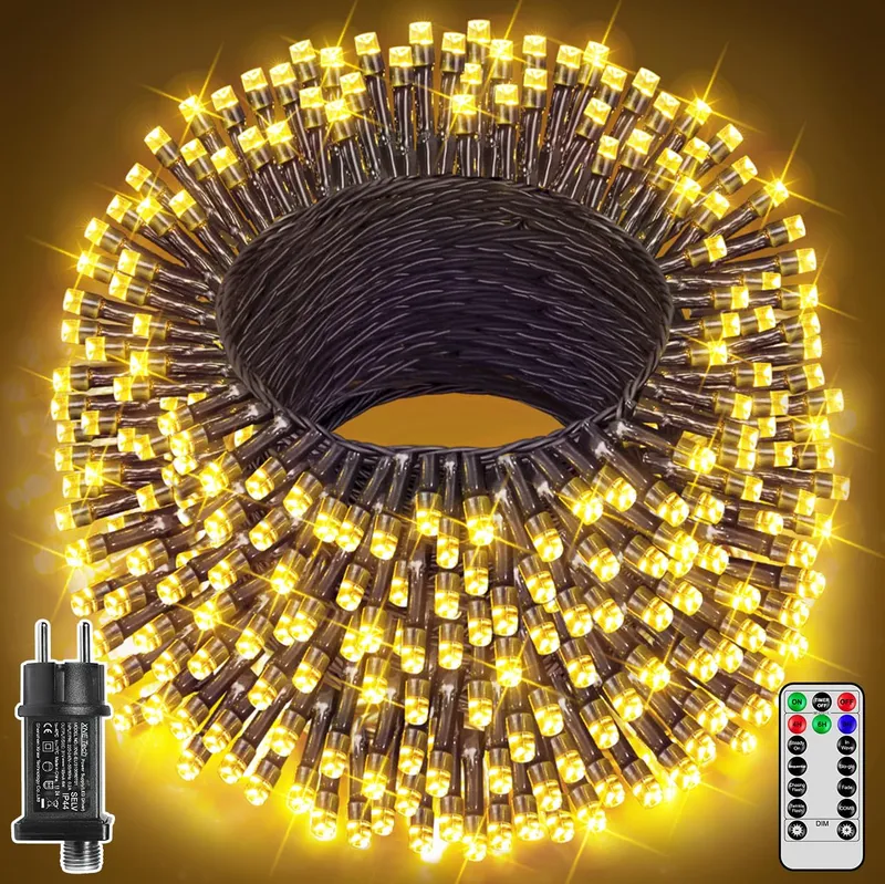 OLLNY Lichtsnoer 60M 600 LED Warm Wit Afstandsbediening Timer 8 Standen — foto 1