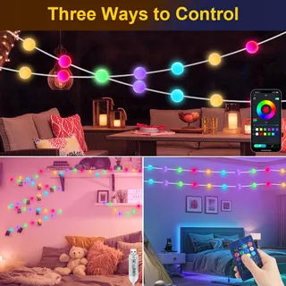 AUAUY Smart LED Bollen Lichtketting 5M 33 LED App Muziek — miniatuur 5