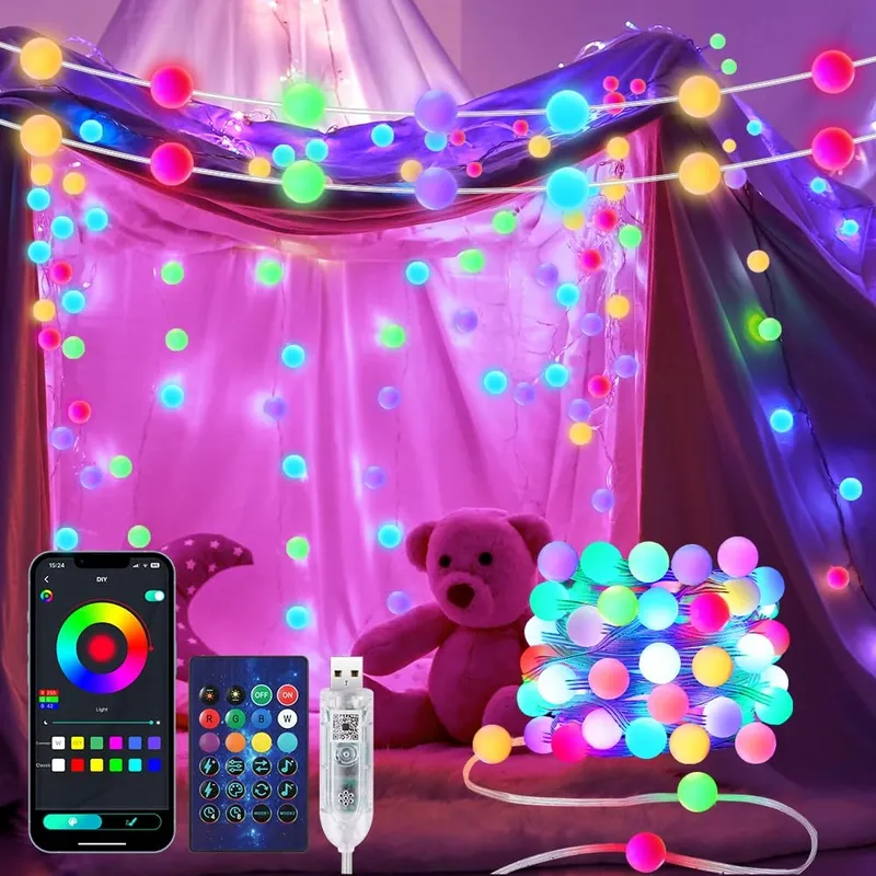 AUAUY Smart LED Bollen Lichtketting 5M 33 LED App Muziek — foto 1