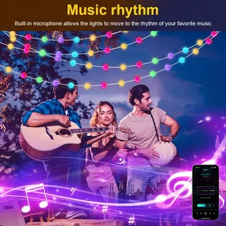 AUAUY Smart LED Bollen Lichtketting 5M 33 LED App Muziek — miniatuur 6