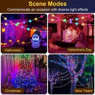 AUAUY Smart LED Bollen Lichtketting 5M 33 LED App Muziek — miniatuur 8