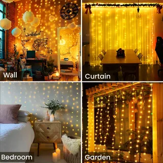 ZYRIVON LED Lichtgordijn 3x3m 200 LED USB Warm Wit Interieur — miniatuur 6