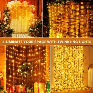 ZYRIVON LED Lichtgordijn 3x3m 200 LED USB Warm Wit Interieur — miniatuur 4