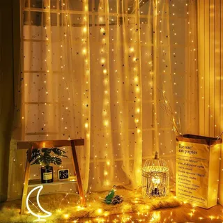 ZYRIVON LED Lichtgordijn 3x3m 200 LED USB Warm Wit Interieur — miniatuur 7