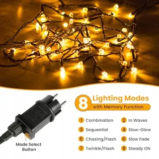 LED Kerstverlichting Buiten 30M 300 LED Warm Wit 8 Standen IP44 — miniatuur 3