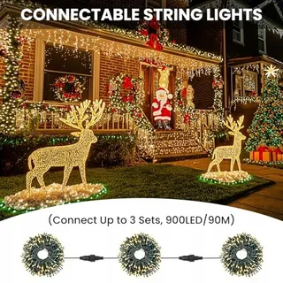 LED Kerstverlichting Buiten 30M 300 LED Warm Wit 8 Standen IP44 — miniatuur 5