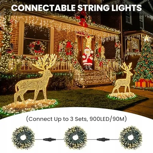 LED Kerstverlichting Buiten 30M 300 LED Warm Wit 8 Standen IP44 — foto 5