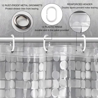 WELTRXE Douchegordijn Anti-Schimmel 183x183cm Waterdicht Kinderen — miniatuur 3