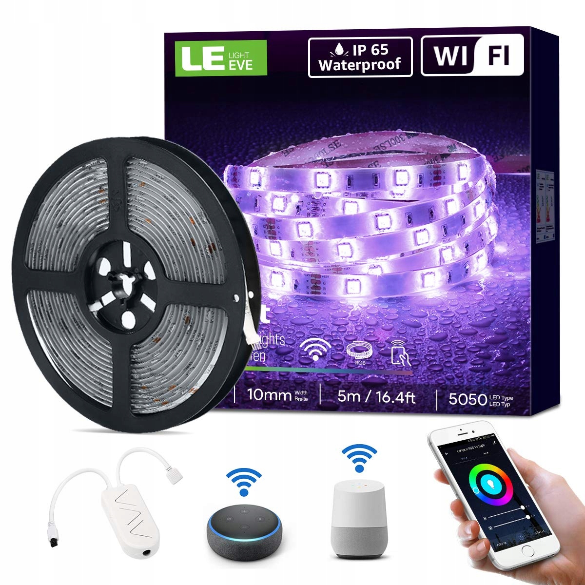 LE Smart LED Strip 5M RGB IP65 Alexa Google Home