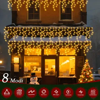 SOAGRC LED Lichtsnoer Buiten 486 LED Warm Wit Afstandsbediening 12m IP44 — miniatuur 4