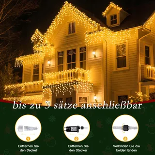 SOAGRC LED Lichtsnoer Buiten 486 LED Warm Wit Afstandsbediening 12m IP44 — miniatuur 3