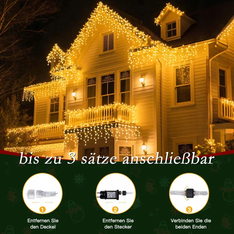 SOAGRC LED Lichtsnoer Buiten 486 LED Warm Wit Afstandsbediening 12m IP44 — foto 3