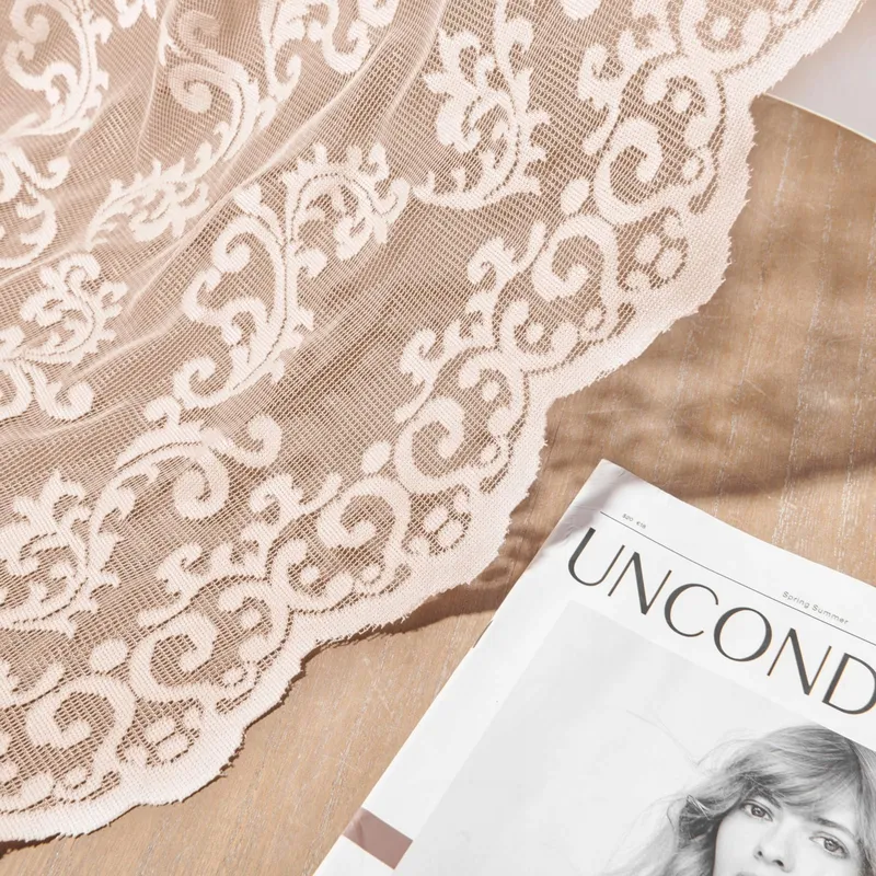 Vintage Kanten Gordijnen Roze 96 Inch Sheer Woonkamer Slaapkamer — foto 6