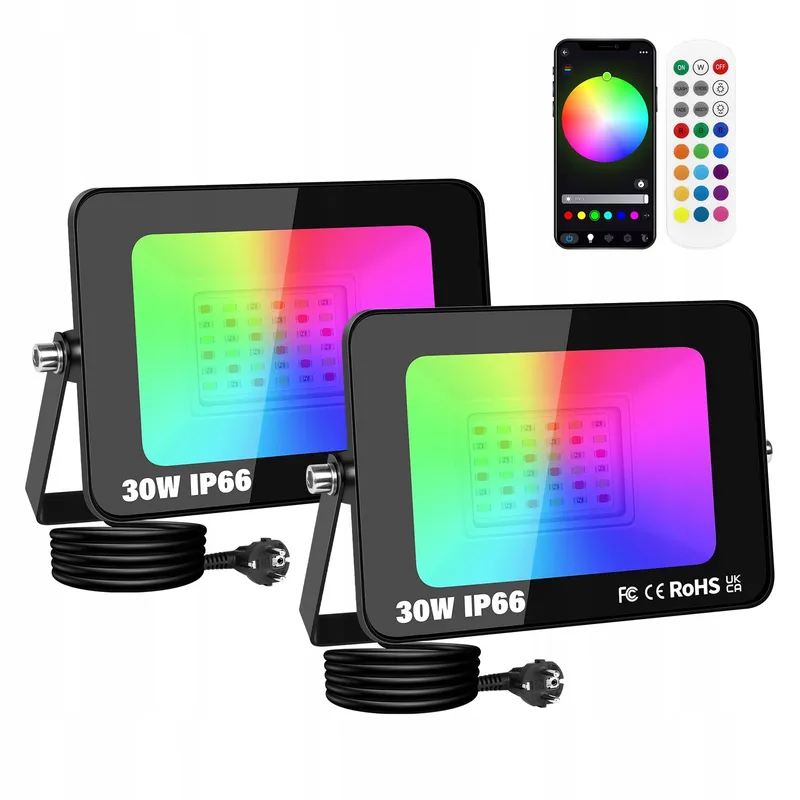 SKYWORLD 2x30W RGB LED Schijnwerper Smart APP Waterdicht — foto 1