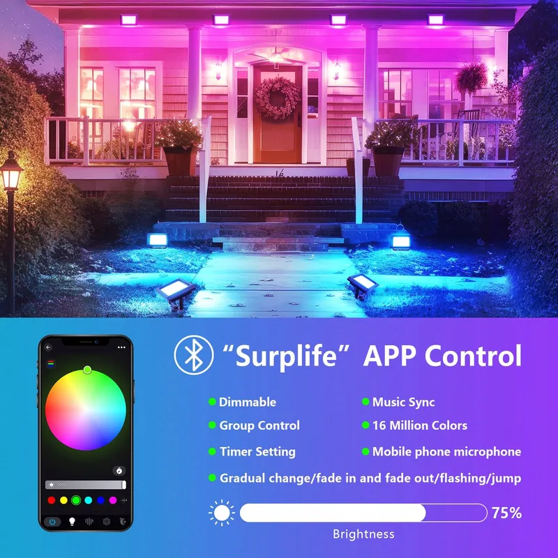 SKYWORLD 2x30W RGB LED Schijnwerper Smart APP Waterdicht — foto 3