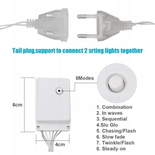 KLIGHTEN LED Lichtgordijn 3,5M 96 Lampjes 8 Standen Koud Wit — miniatuur 5