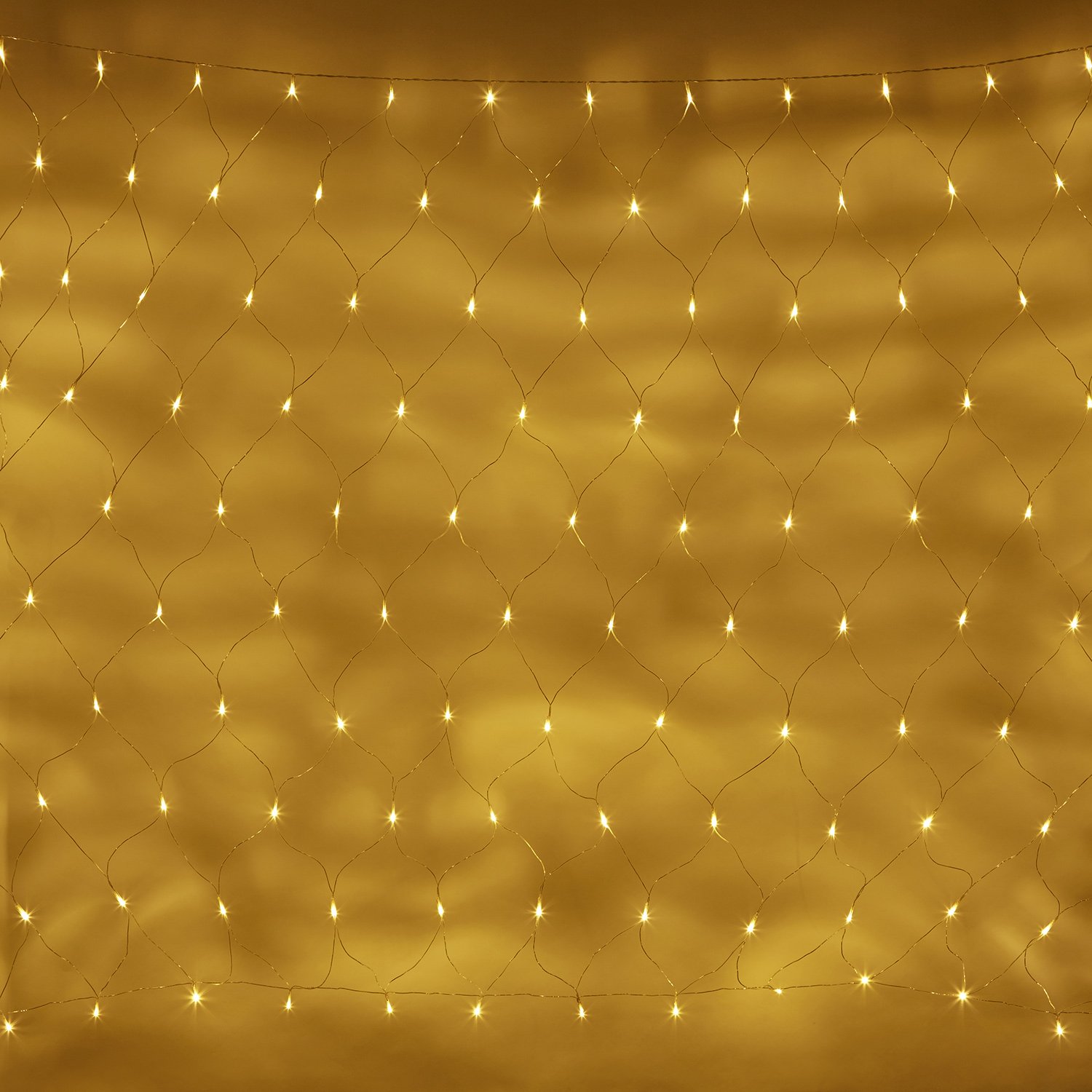 LIGHTS4FUN Lichtnet 140 LED Warm Wit 2x1,5m Transparante Kabel